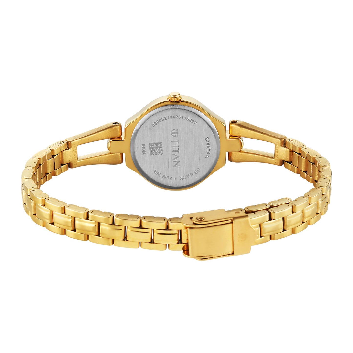 Titan Karishma Silver Dial Golden Stainless Steel Strap Analog Watch For Women