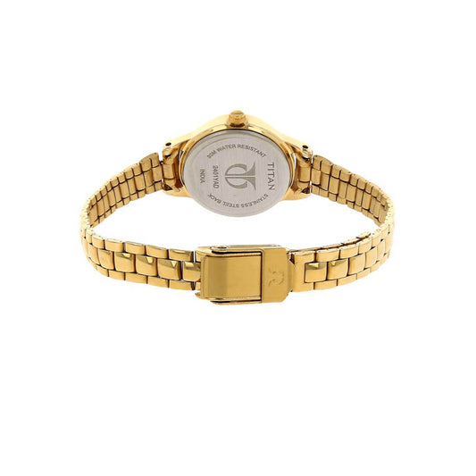 Titan Quartz Analog White Dial Stainless Steel Strap Watch for Women