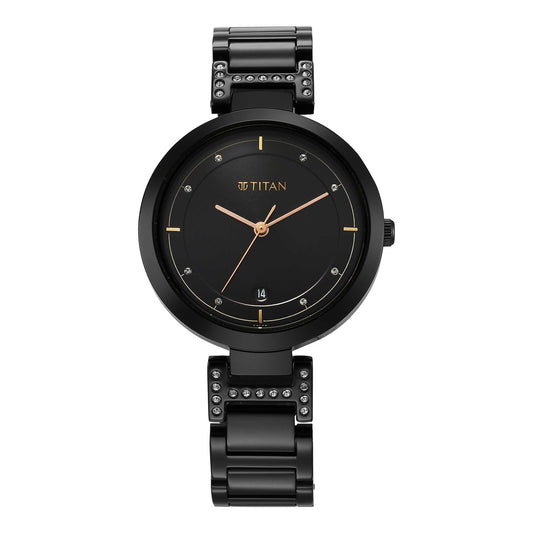 Titan Women Brass Round Shape Watches(2480NM02)