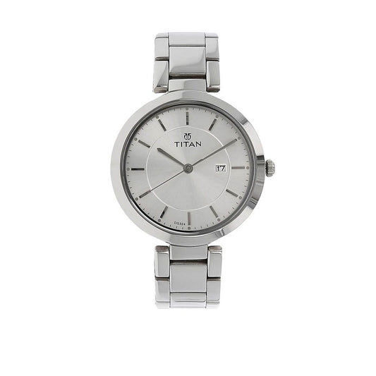 Titan Workwear Silver Dial Women Watch With Stainless Steel Strap