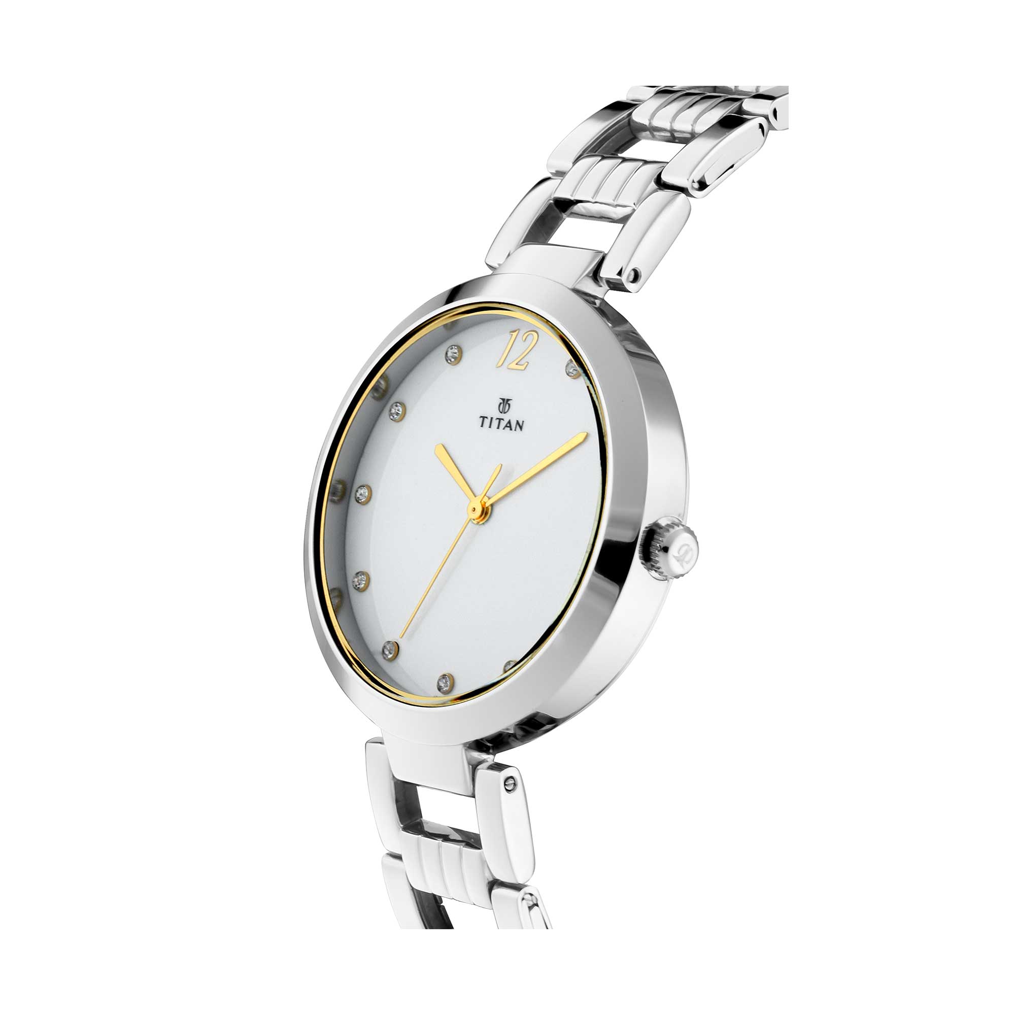 Titan Sparkle White Dial Analog Stainless Steel Strap watch for Women