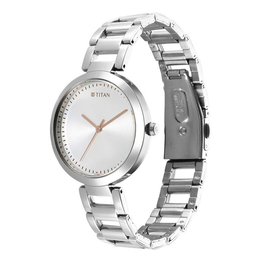 Titan Workwear Silver Dial Metal Strap Analog Watch for Women