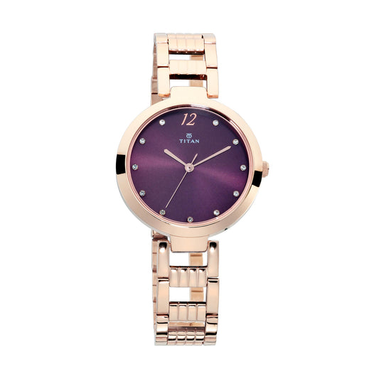 Titan Sparkle Purple Dial Alog Watch for Women (2480WM02)