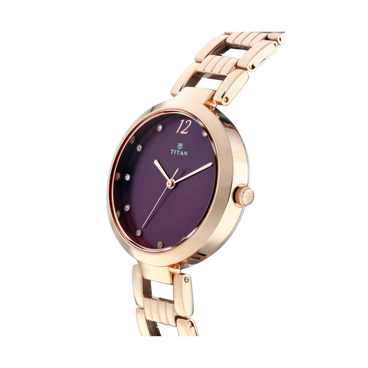 Titan Sparkle Purple Dial Alog Watch for Women (2480WM02)