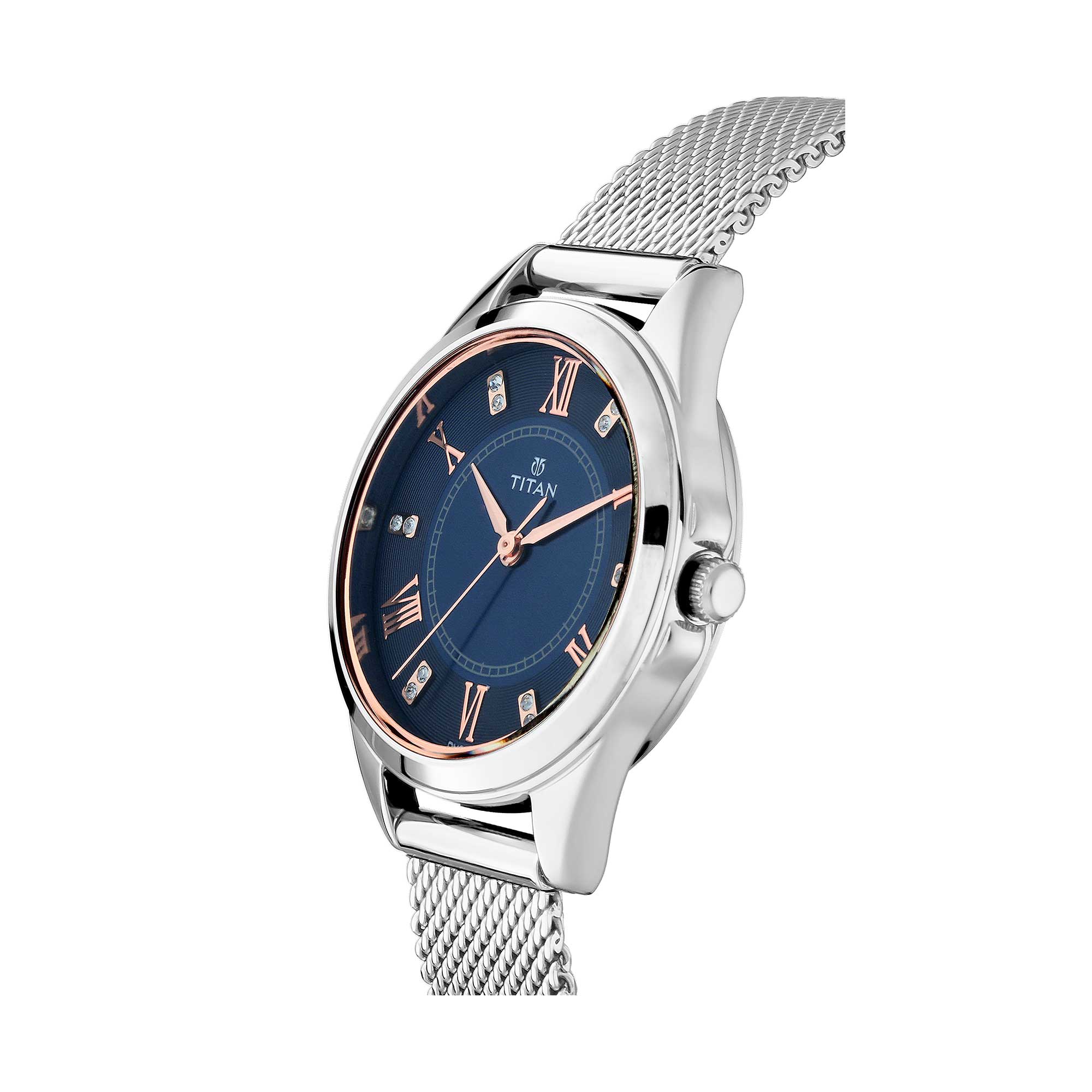 Titan Sparkle Blue Dial Analog Watch for Women