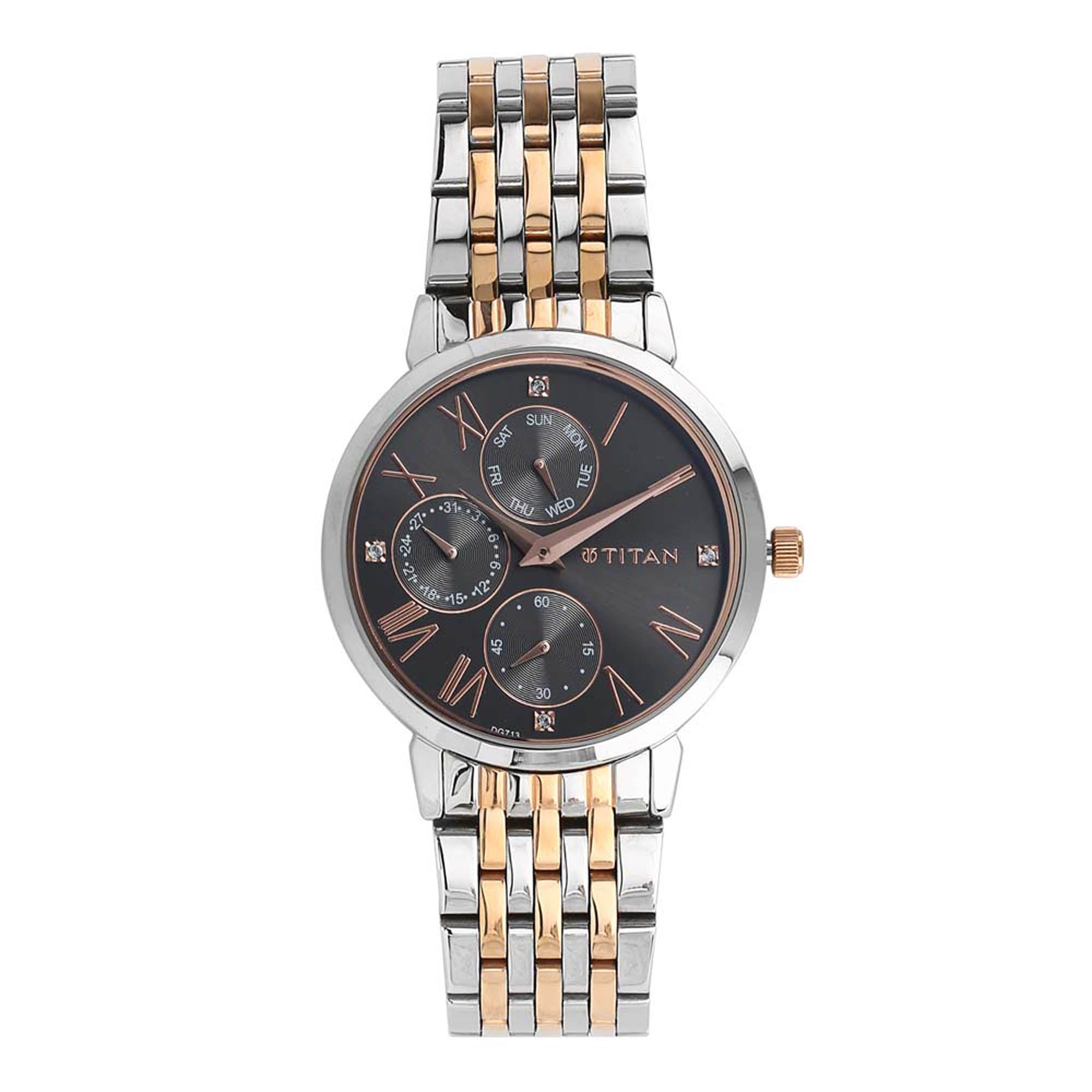 Titan Workwear Anthracite Dial Multi Stainless Steel Strap watch for Women