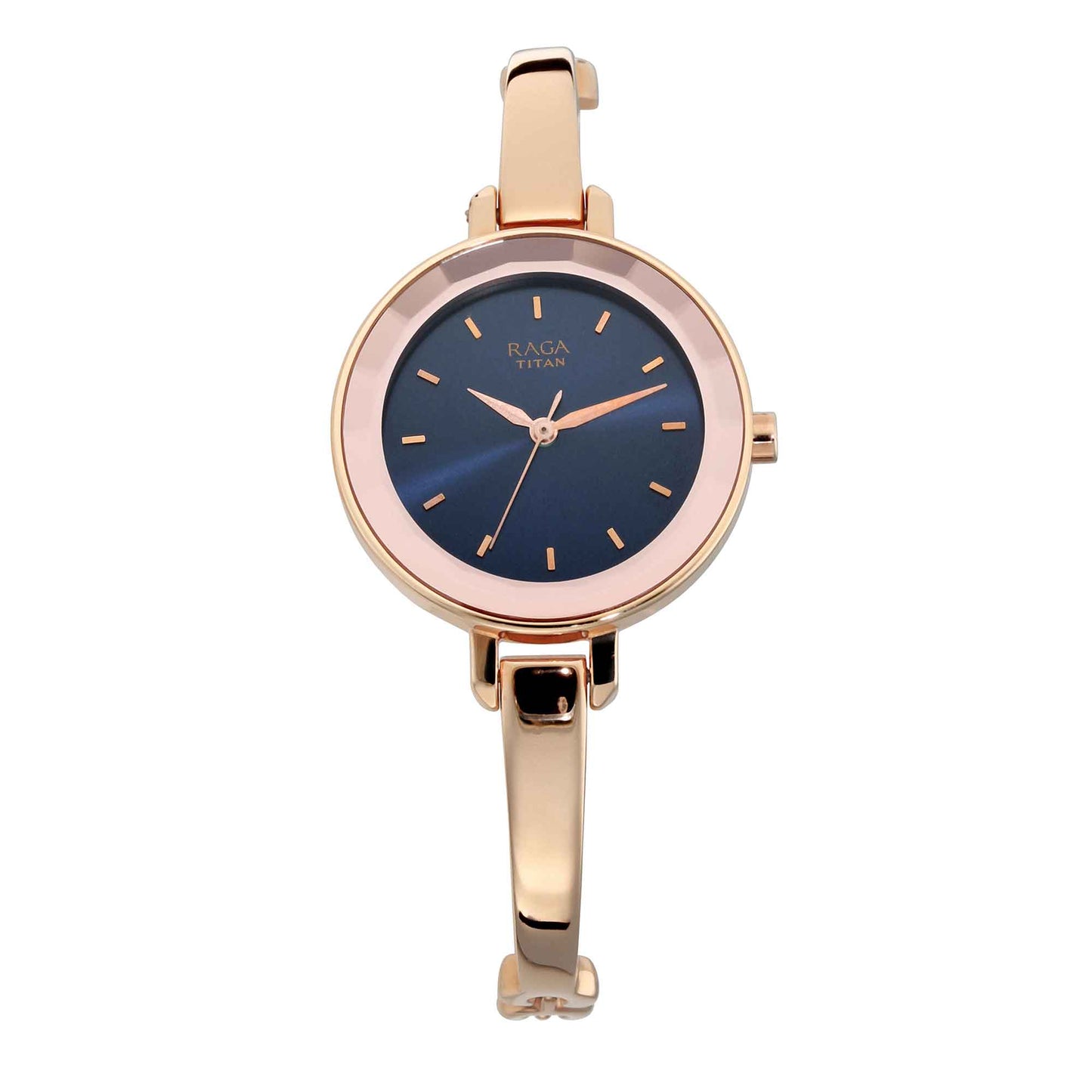 Titan Quartz Analog Blue Dial Metal Strap Watch for Women