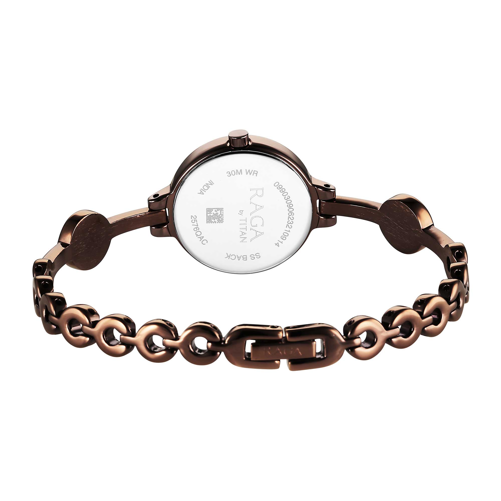 Titan Raga Viva Quartz Analog Rose Gold Dial Brown Metal Strap Watch for Women
