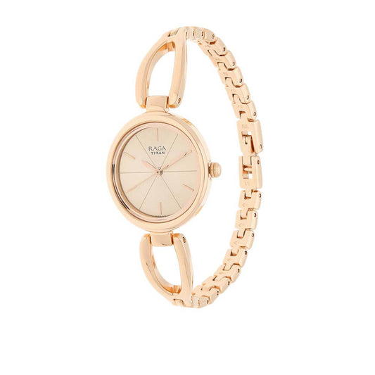 Titan Raga Viva Rose Gold Dial Alog Watch for Women (2579WM01)
