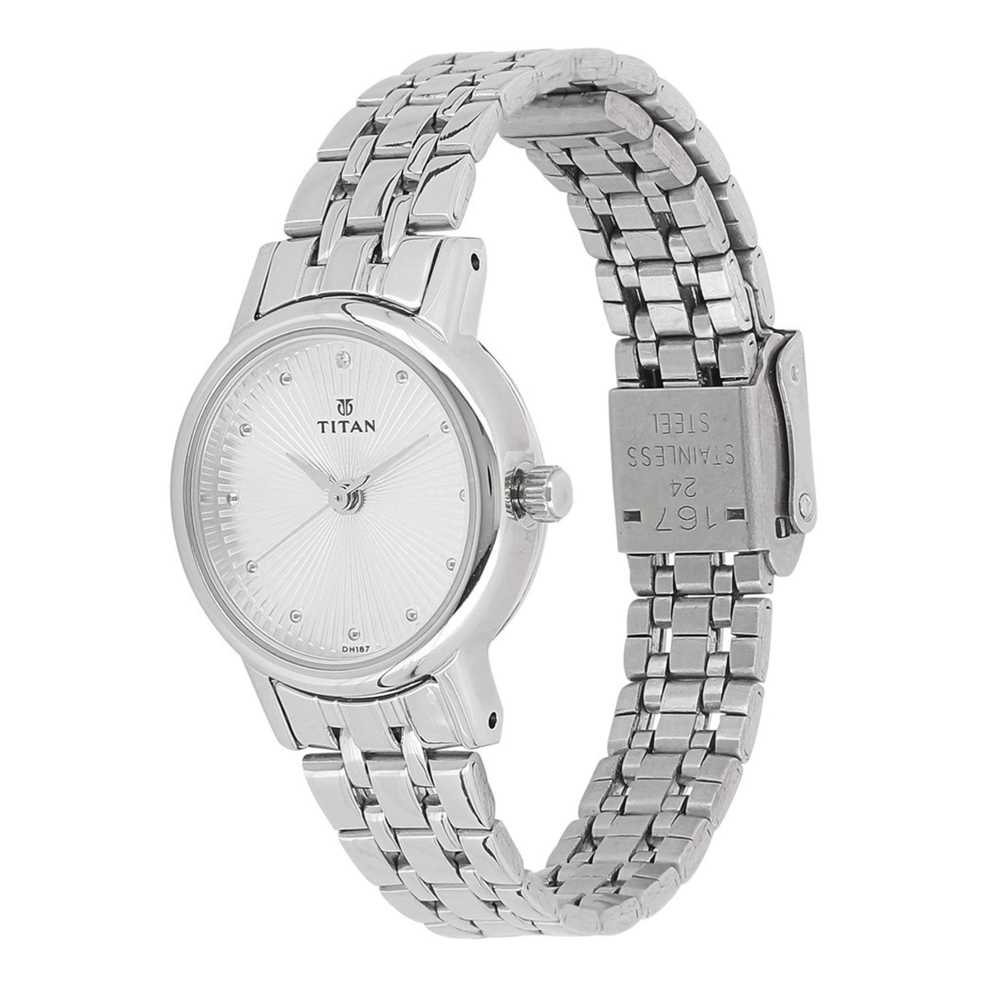 Titan Karishma Silver Dial Alog Watch for Women (2593SM01)