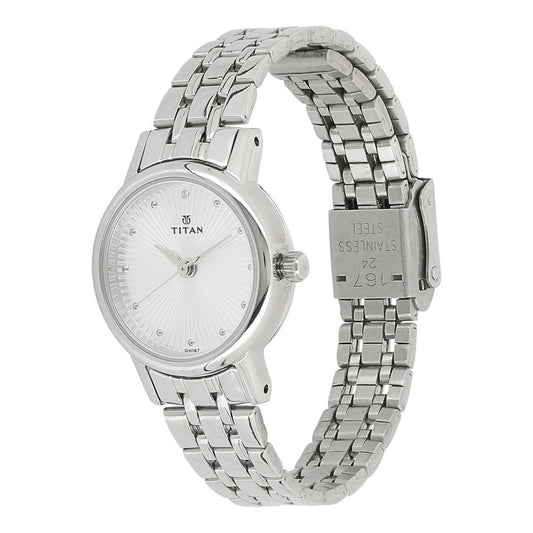Titan Karishma Silver Dial Alog Watch for Women (2593SM01)