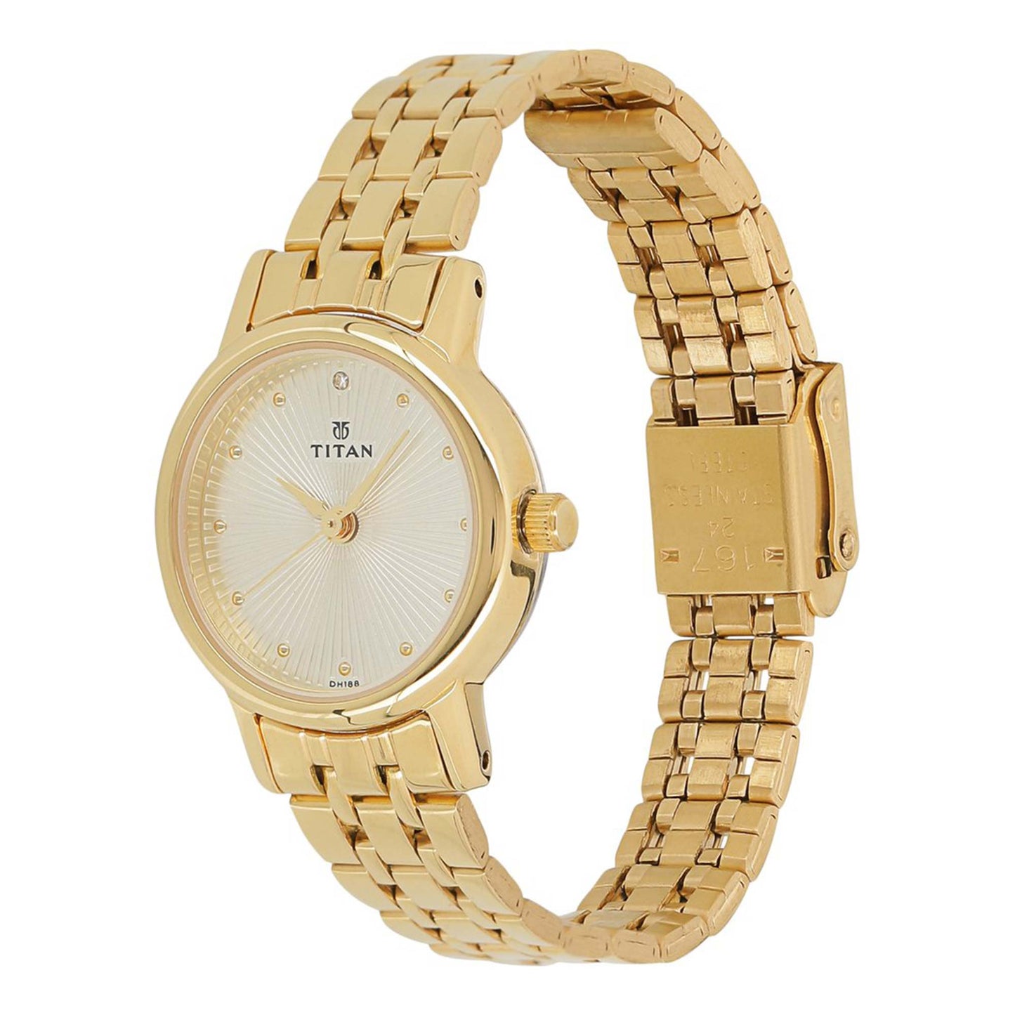 Titan Karishma Champagne Dial Alog Watch for Women (2593YM01)