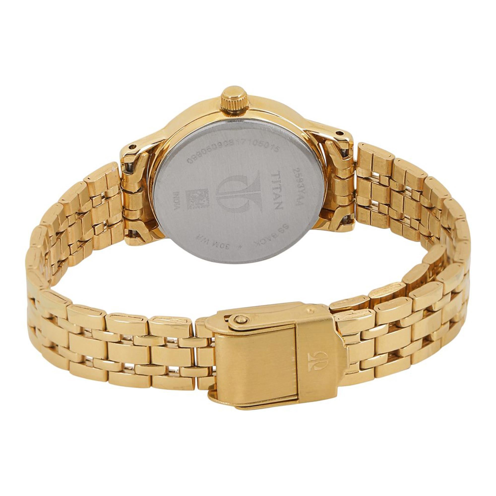 Titan Karishma Champagne Dial Alog Watch for Women (2593YM01)