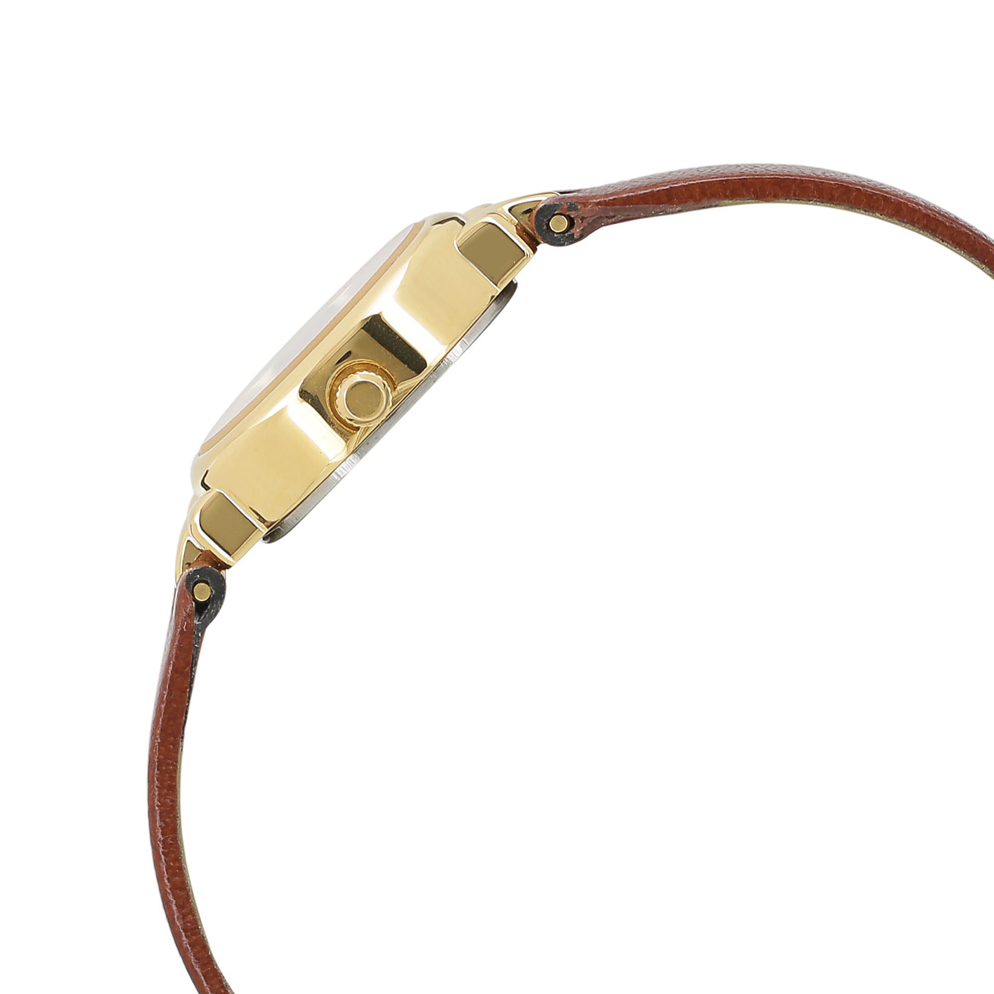 Titan Quartz Analog Champagne Dial Leather Strap Watch for Women