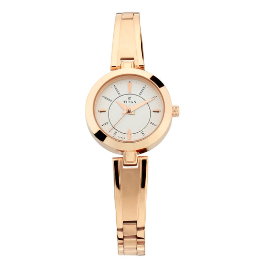 Titan Quartz Analog Silver Dial Metal Strap Watch for Women