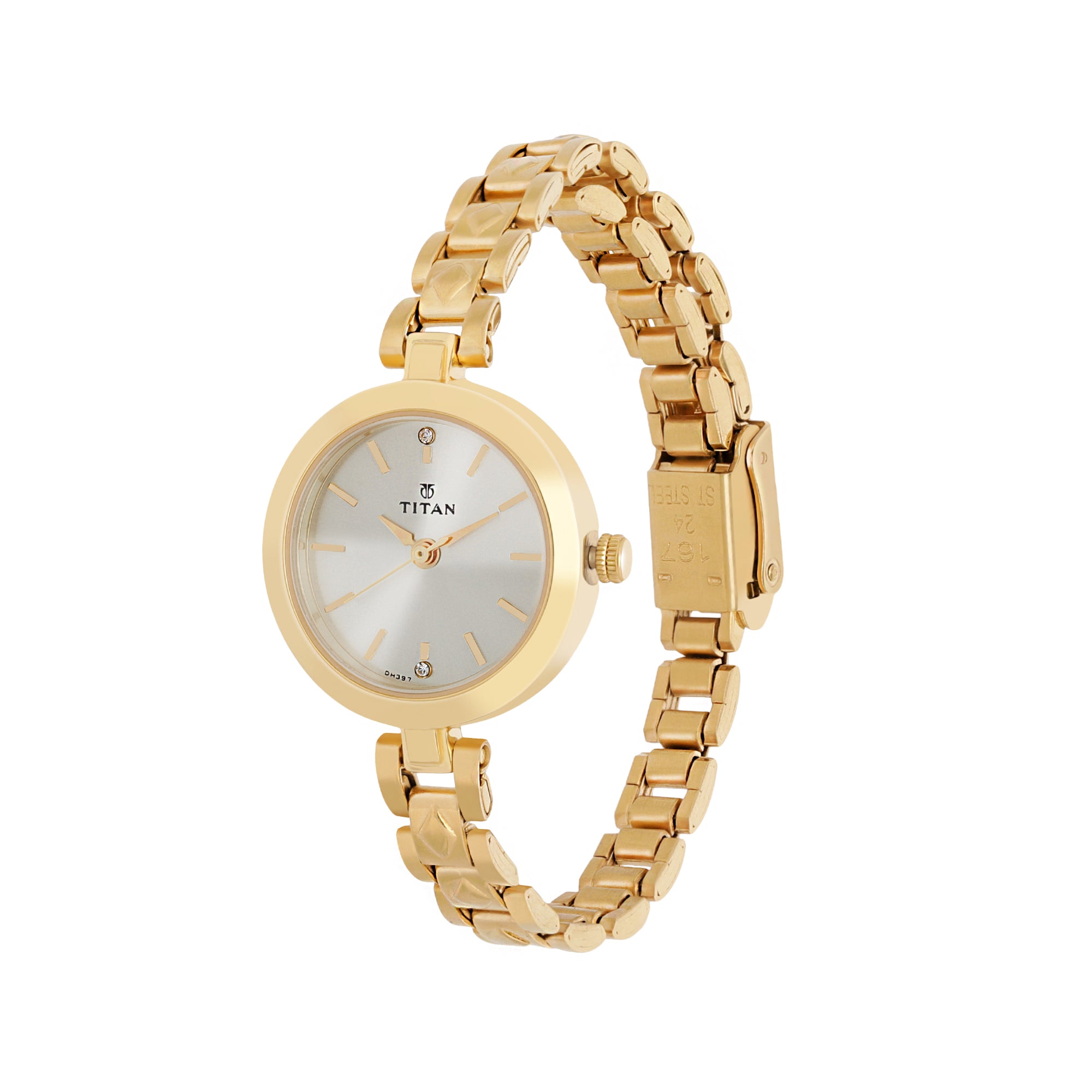 Titan Karishma Champagne Dial Alog Watch for Women (2598YM01)