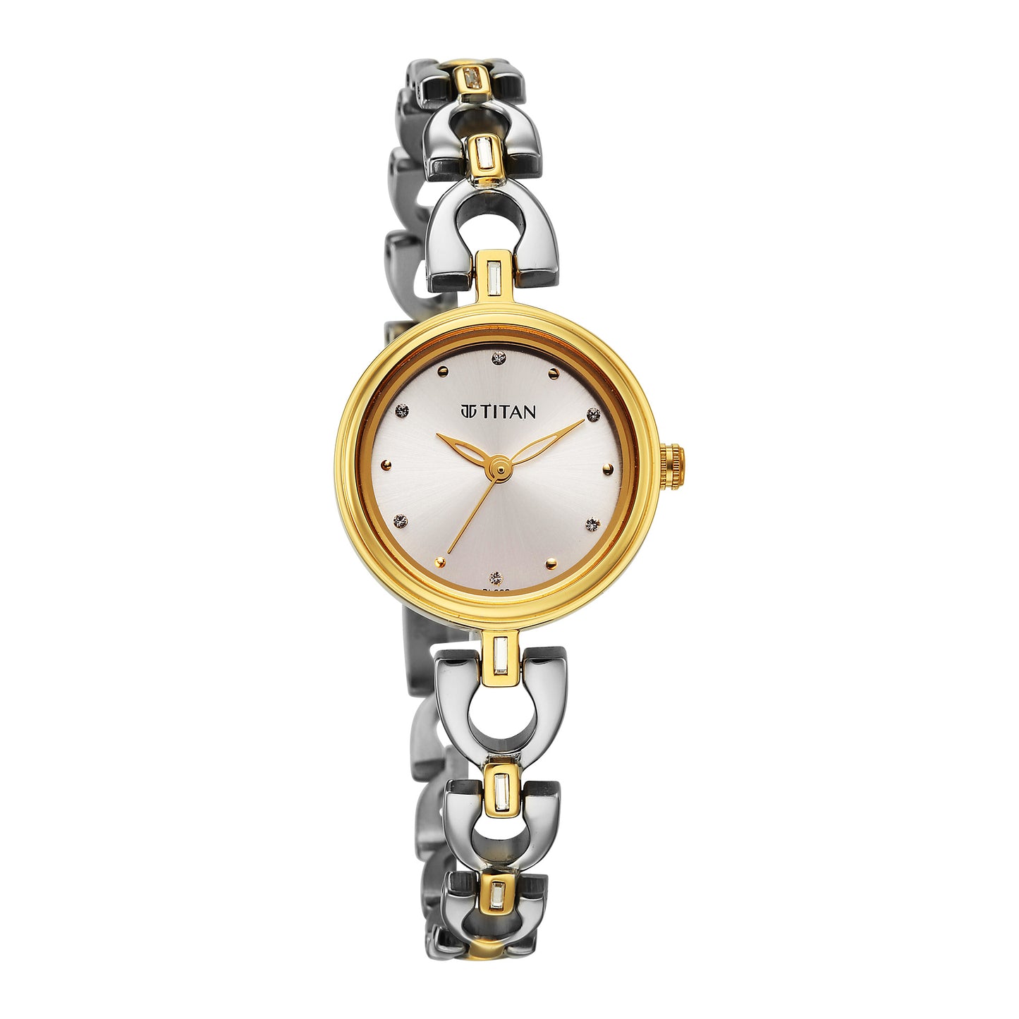 Titan Silver Dial Dual Tone Metal Strap Analog Watch for Women 2601BM01