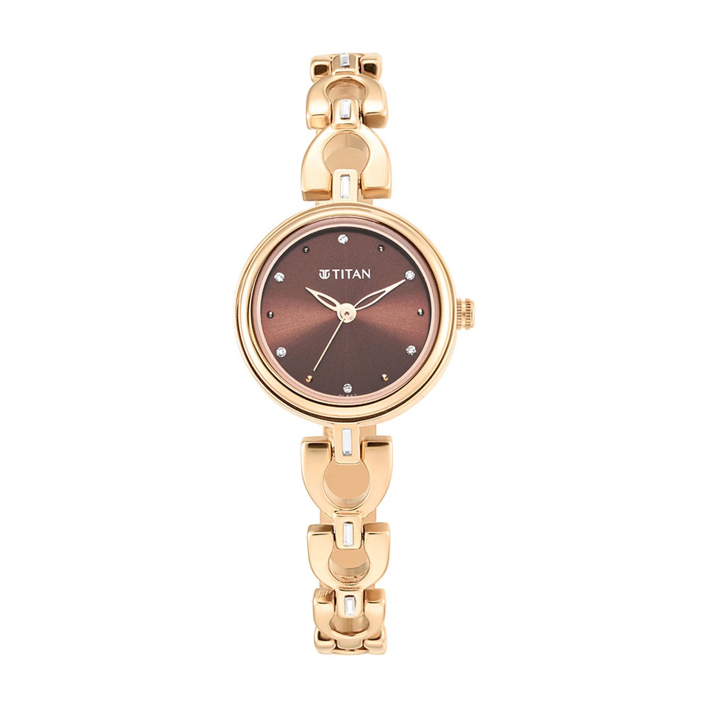 Lagan Brown Dial Metal Strap Watch (2601WM04)