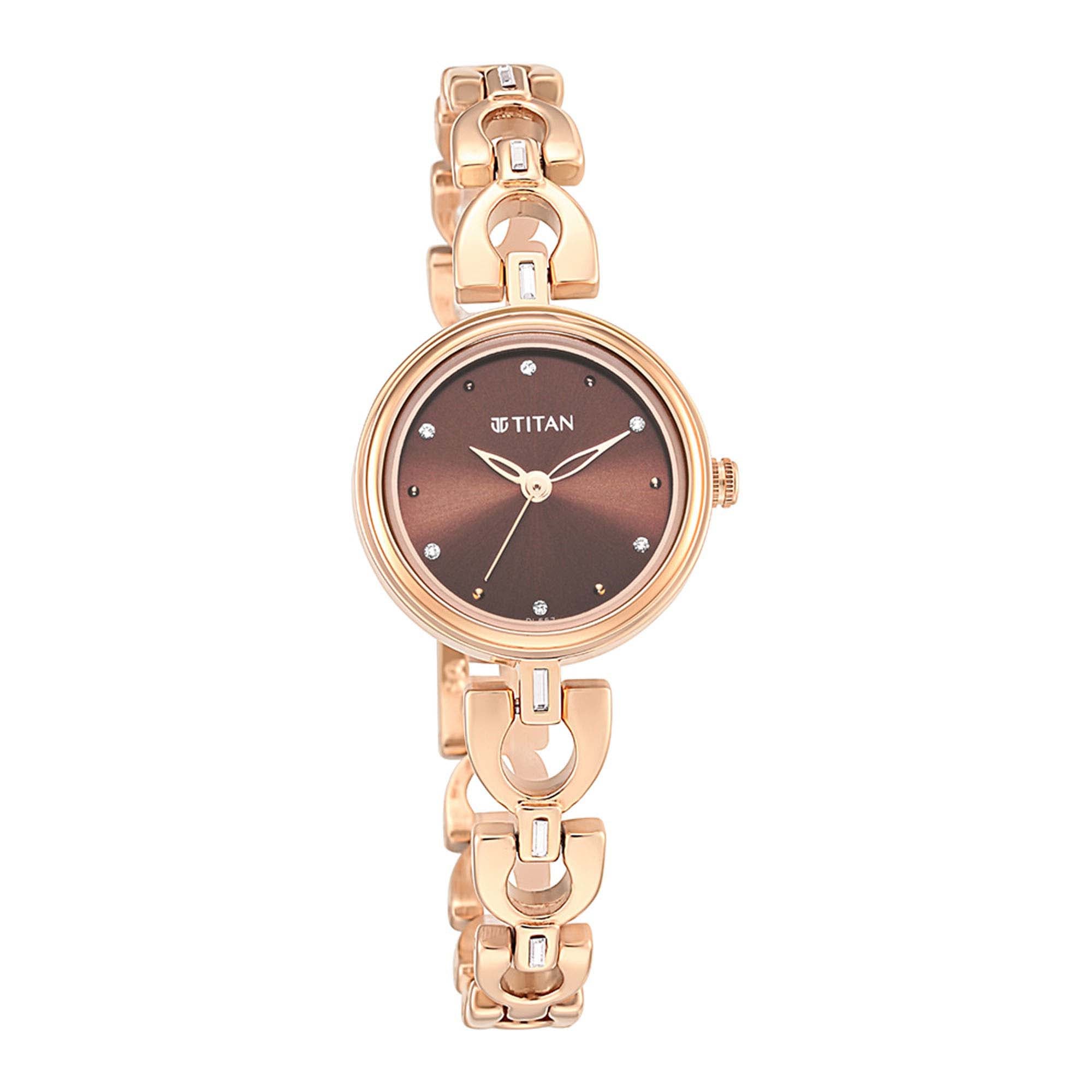 Lagan Brown Dial Metal Strap Watch (2601WM04)
