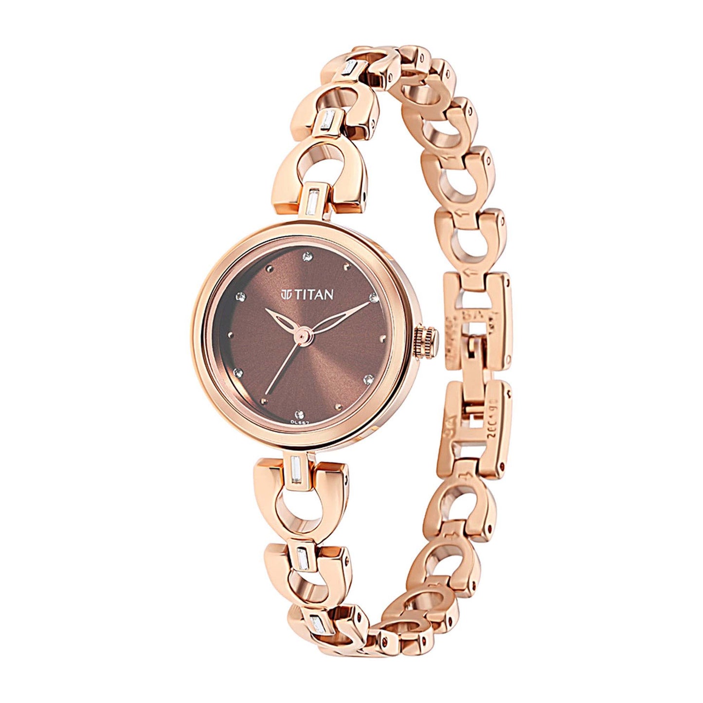 Lagan Brown Dial Metal Strap Watch (2601WM04)