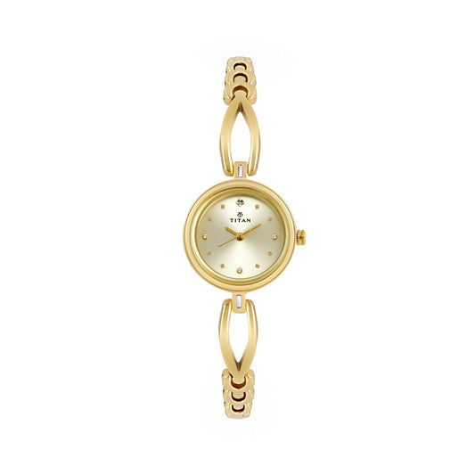 Titan Karishma Champagne Dial Alog Watch for Women (2601YM02)