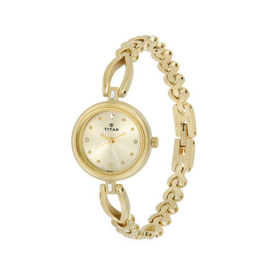 Titan Karishma Champagne Dial Alog Watch for Women (2601YM02)