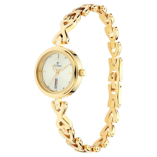 Champagne Dial Metal Strap Watch (2601YM03)