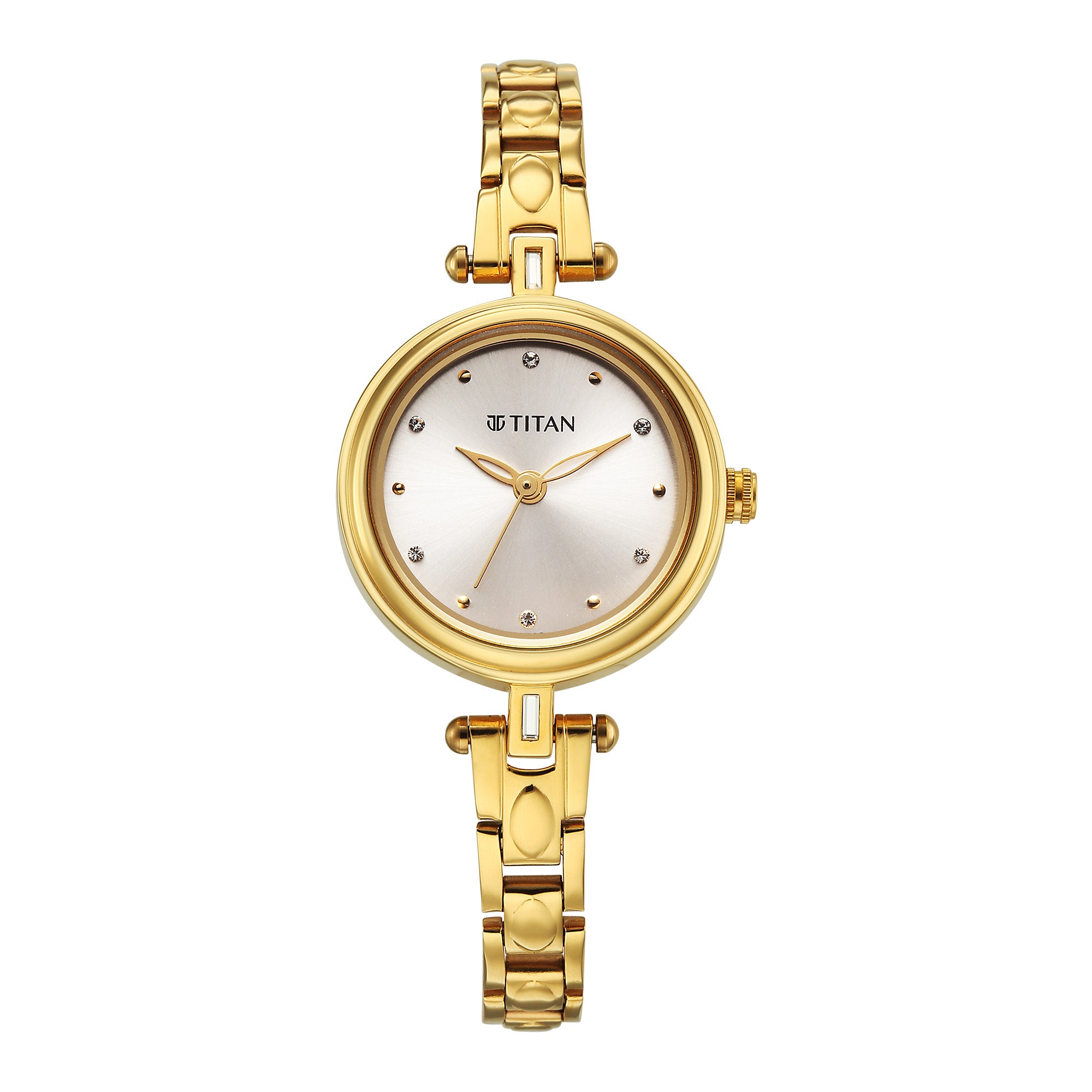 Titan Silver Dial Gold Metal Strap Analog Watch for Women 2601YM05