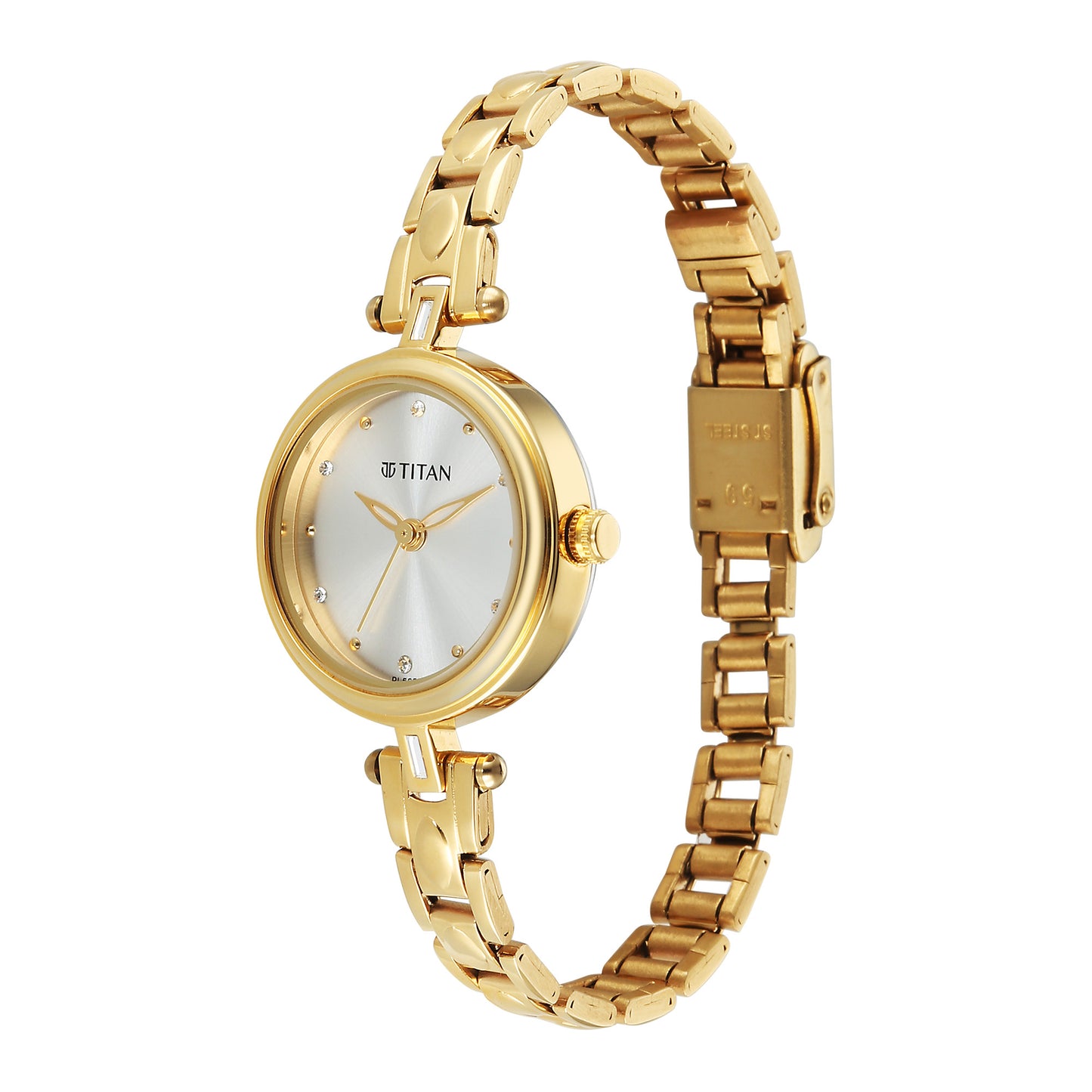 Titan Silver Dial Gold Metal Strap Analog Watch for Women 2601YM05
