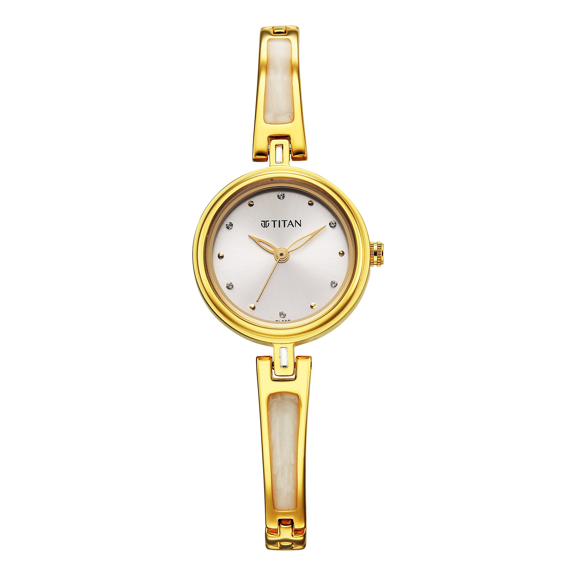 Titan Silver Dial Gold Metal Strap Analog Watch for Women 2601YM06