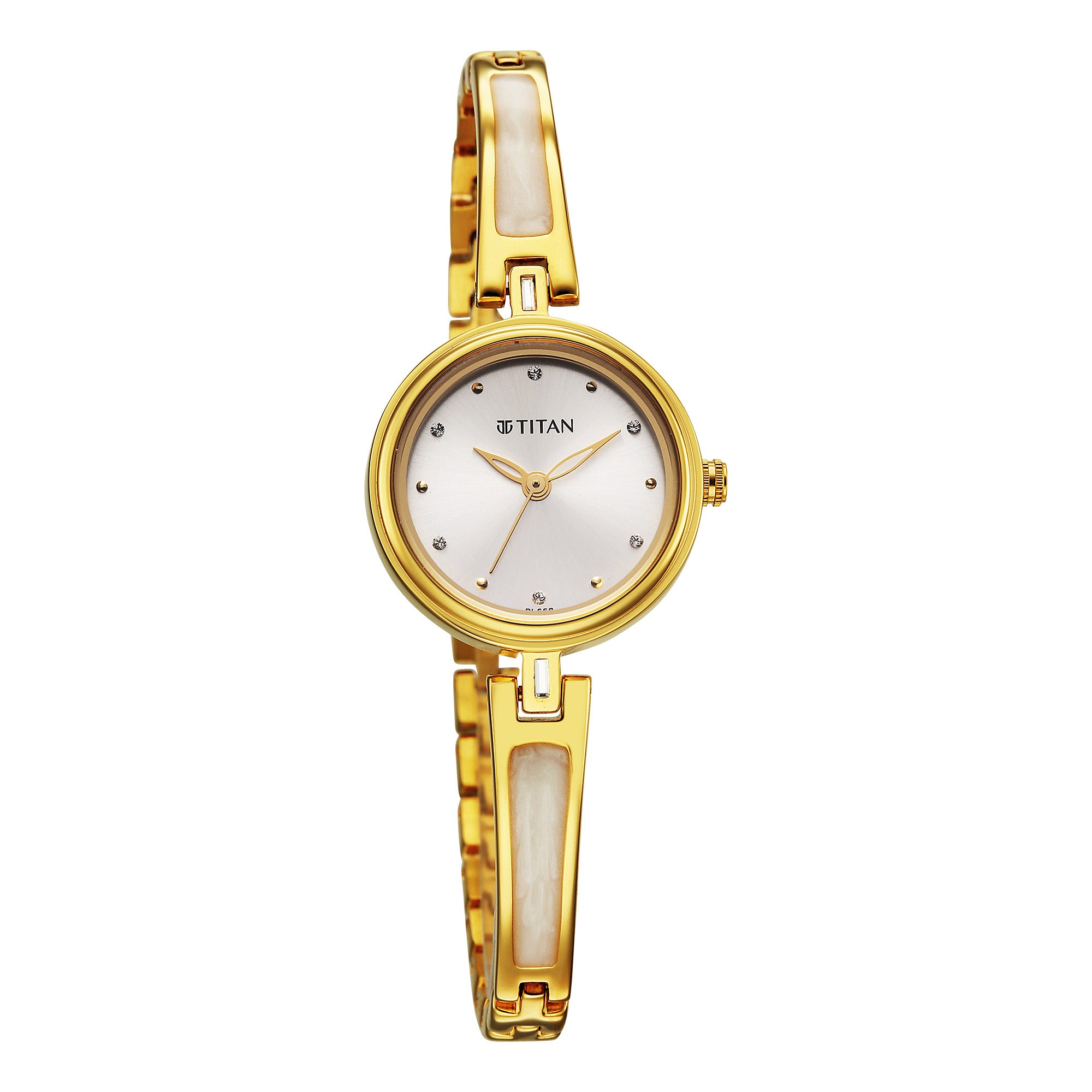 Titan Silver Dial Gold Metal Strap Analog Watch for Women 2601YM06