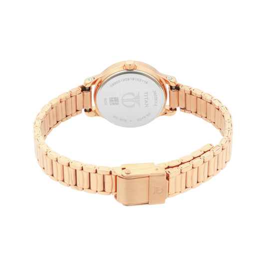 Titan Quartz Analog with Date Silver Dial Stainless Steel Strap Watch for Women