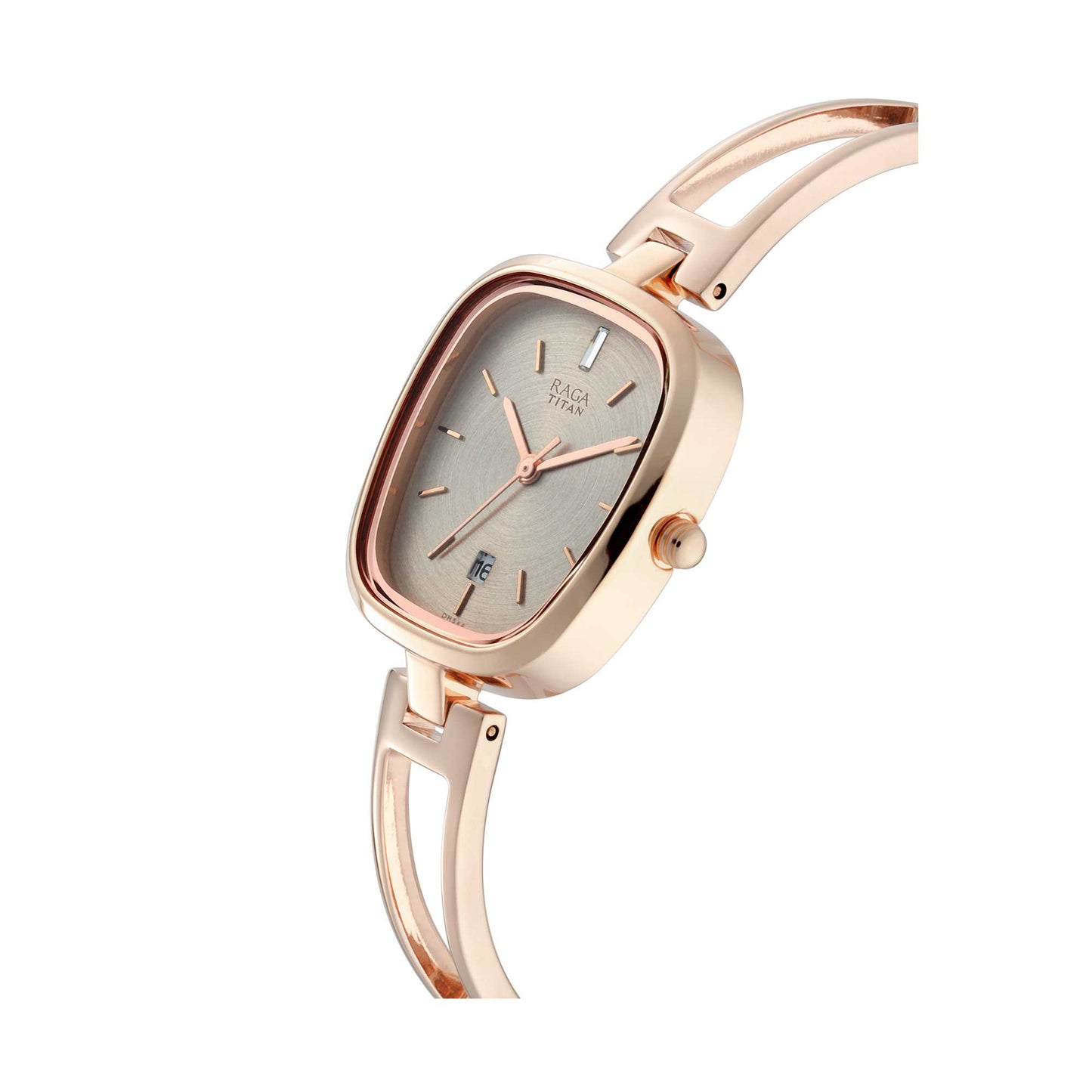 Titan Raga Viva Grey Dial Analog Rose Gold Metal Strap watch for Women