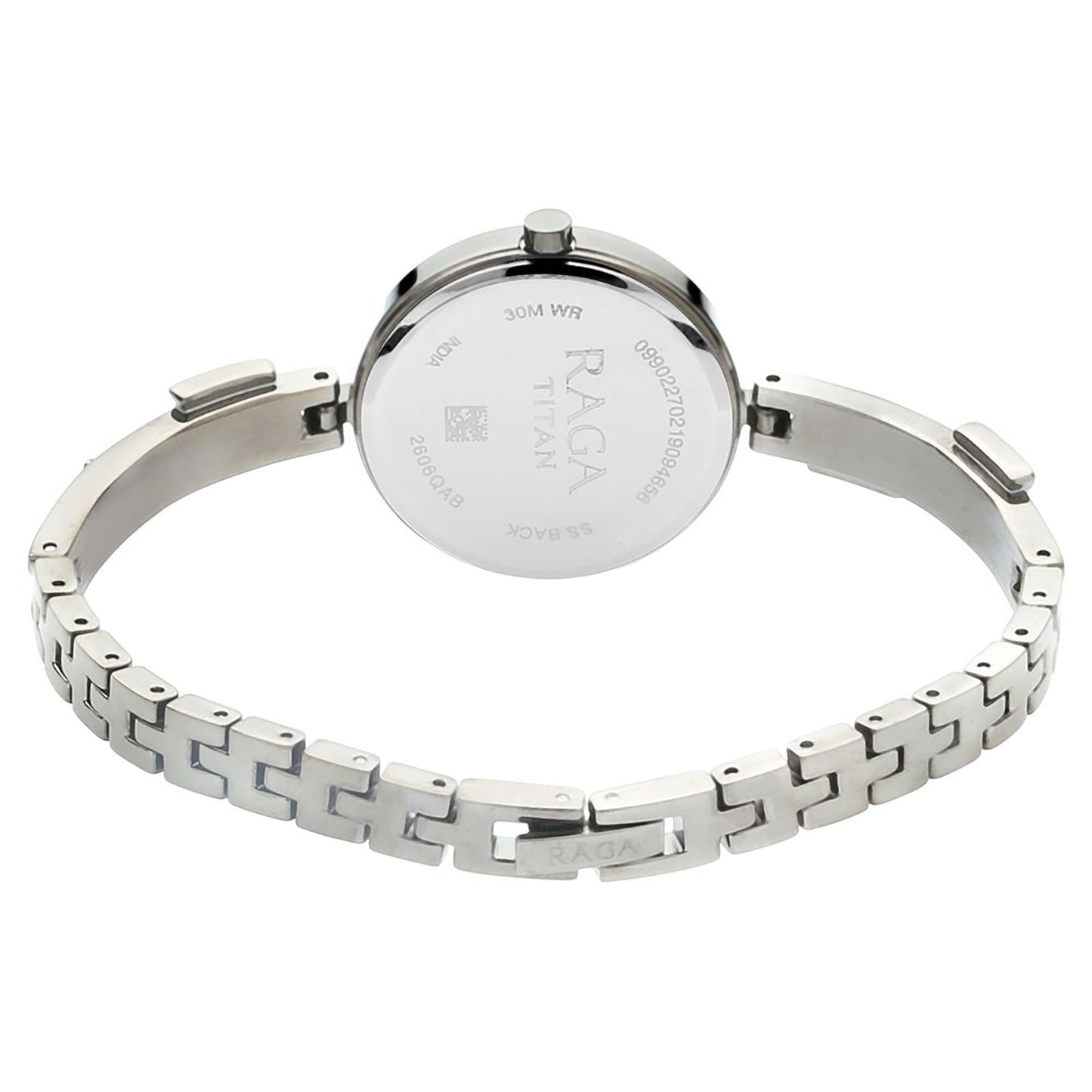 Titan Raga Mother of Pearl Dial Silver Metal Strap Analog with Date Watch for Women