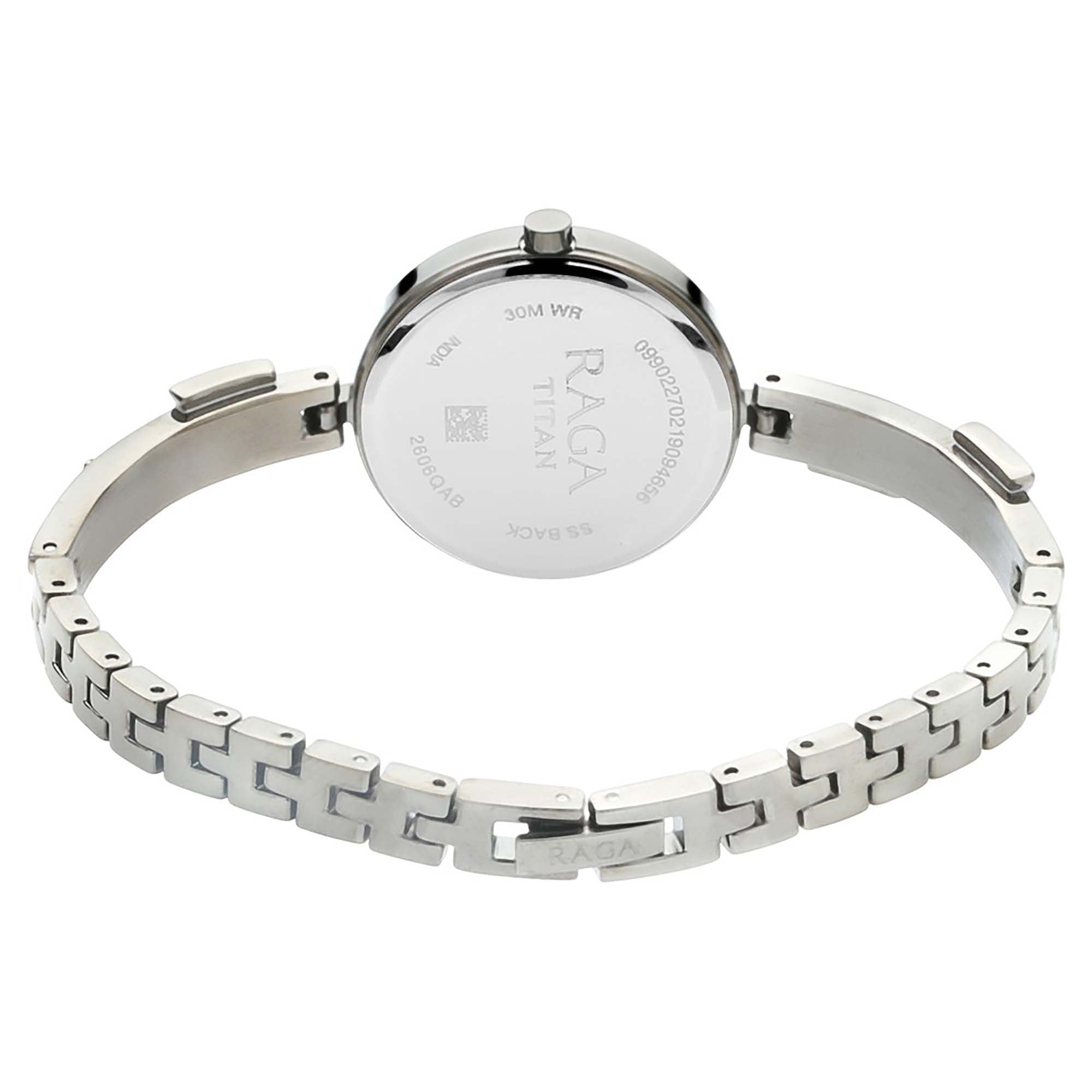 Titan Raga Mother of Pearl Dial Silver Metal Strap Analog with Date Watch for Women
