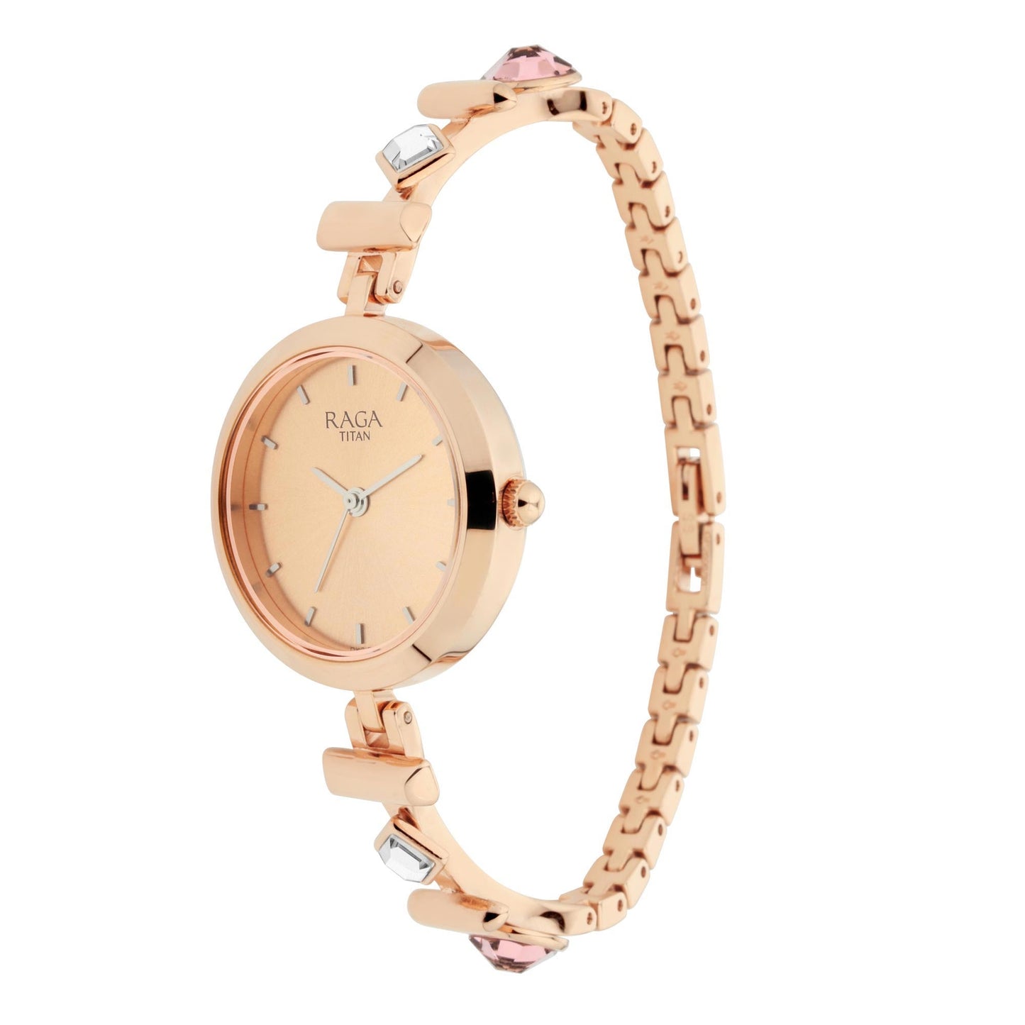 Titan Raga Facets Rose Gold Dial Women Watch With Stainless Steel Strap