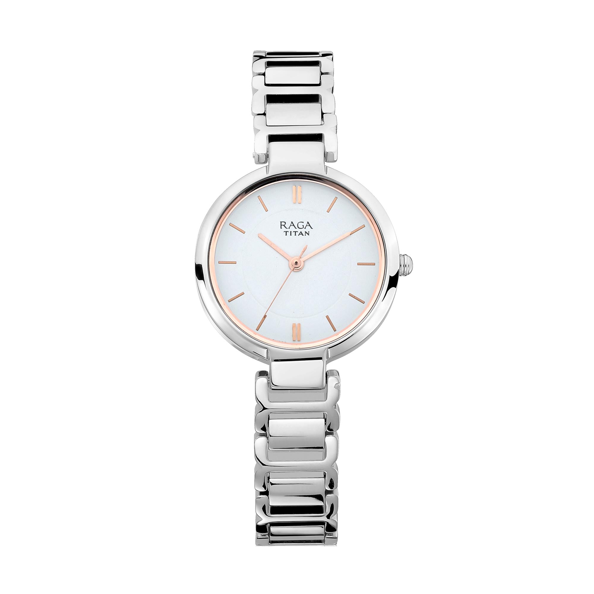 Titan Raga Viva White Dial Alog Watch for Women (2608SM01)