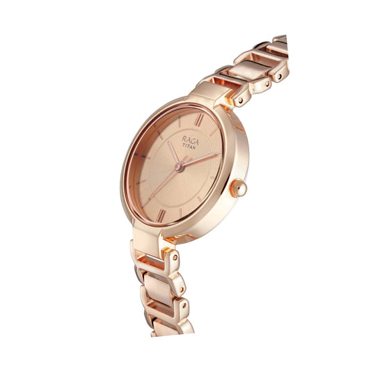 Titan Raga Viva Rose Gold Dial Alog Watch for Women (2608WM01)