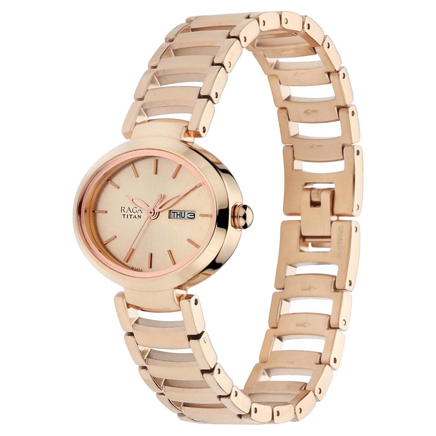 Titan Raga Viva Rose Gold Dial Women Watch With Metal Strap