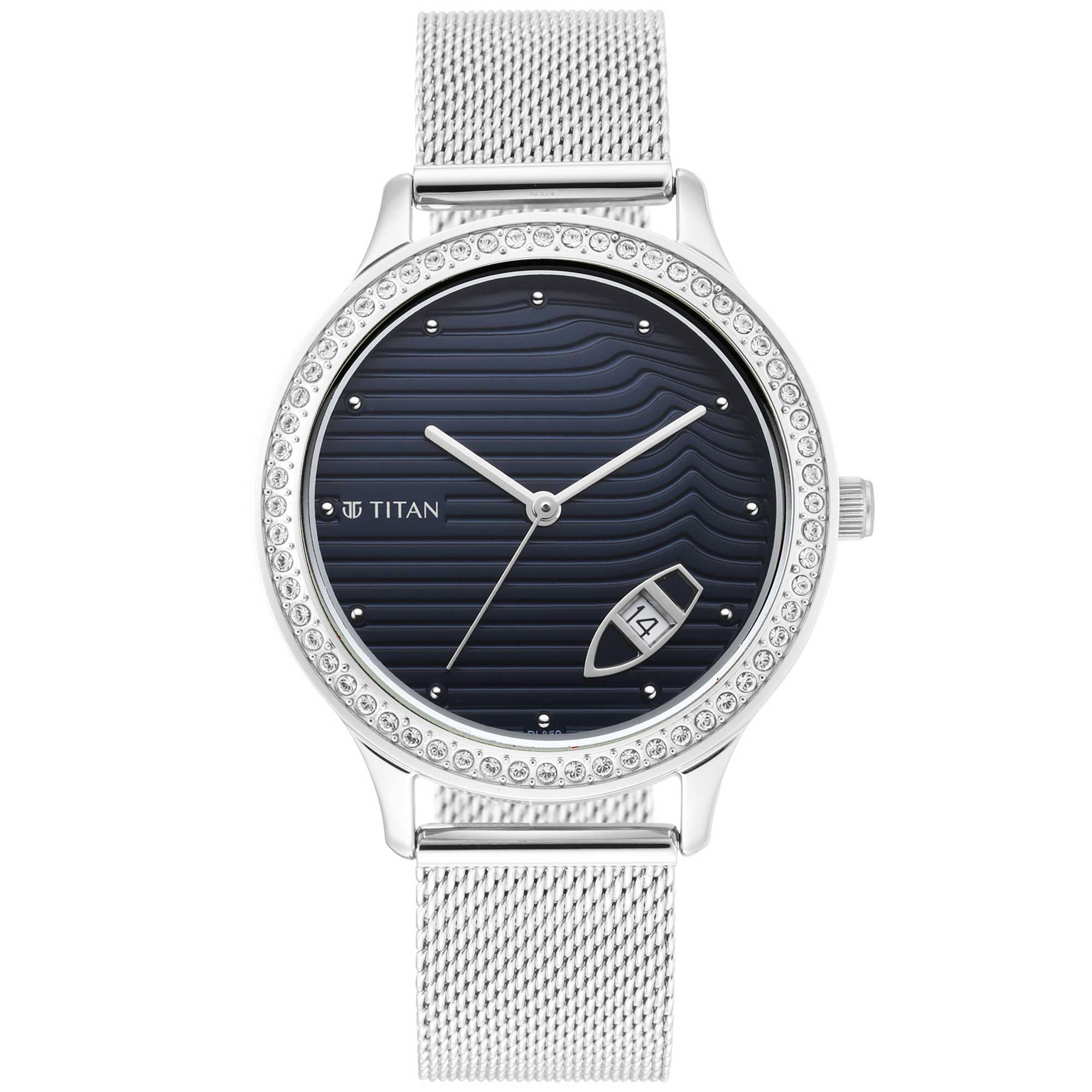 Titan Wander Dark Blue Dial Analog Stainless Steel Strap watch for Women