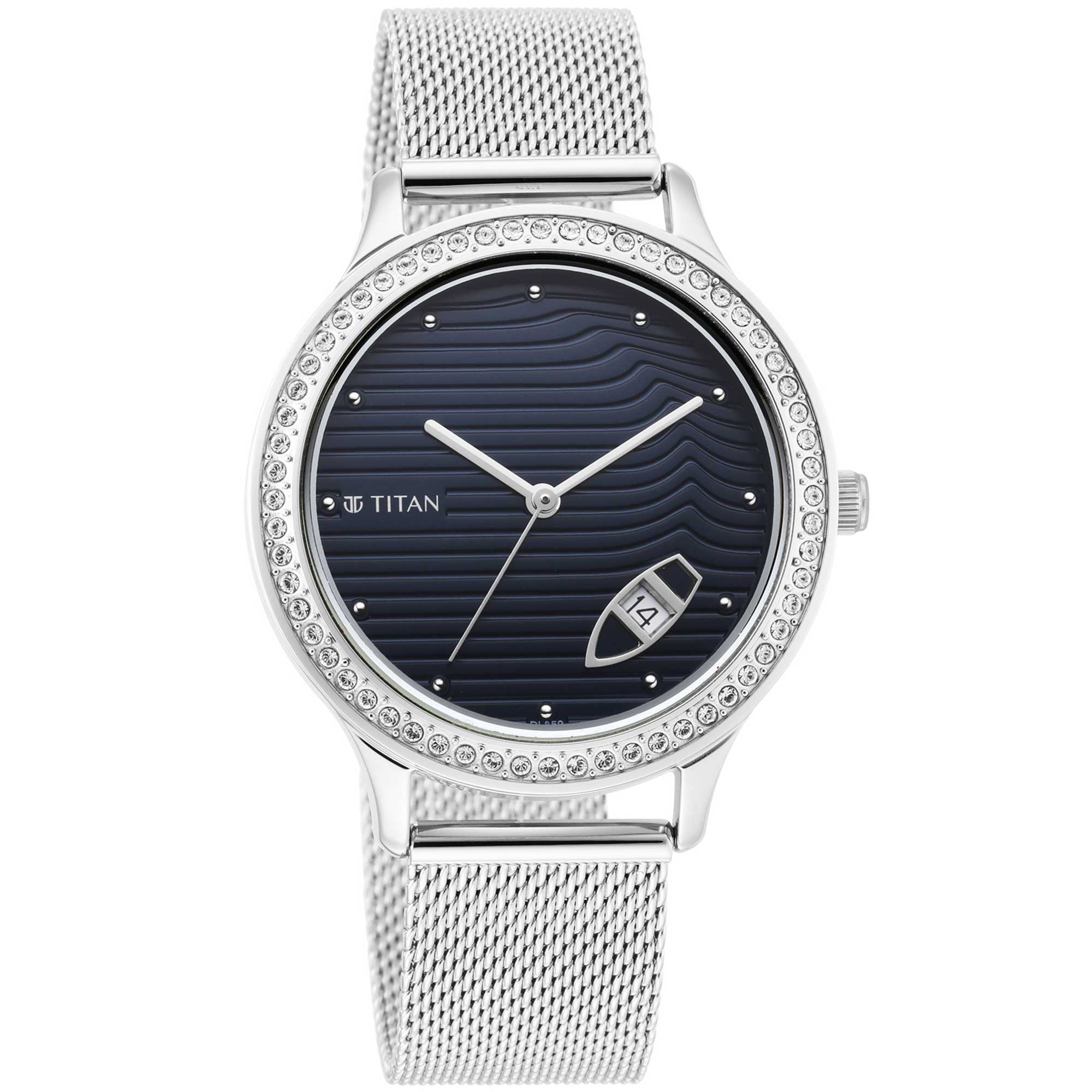 Titan Wander Dark Blue Dial Analog Stainless Steel Strap watch for Women