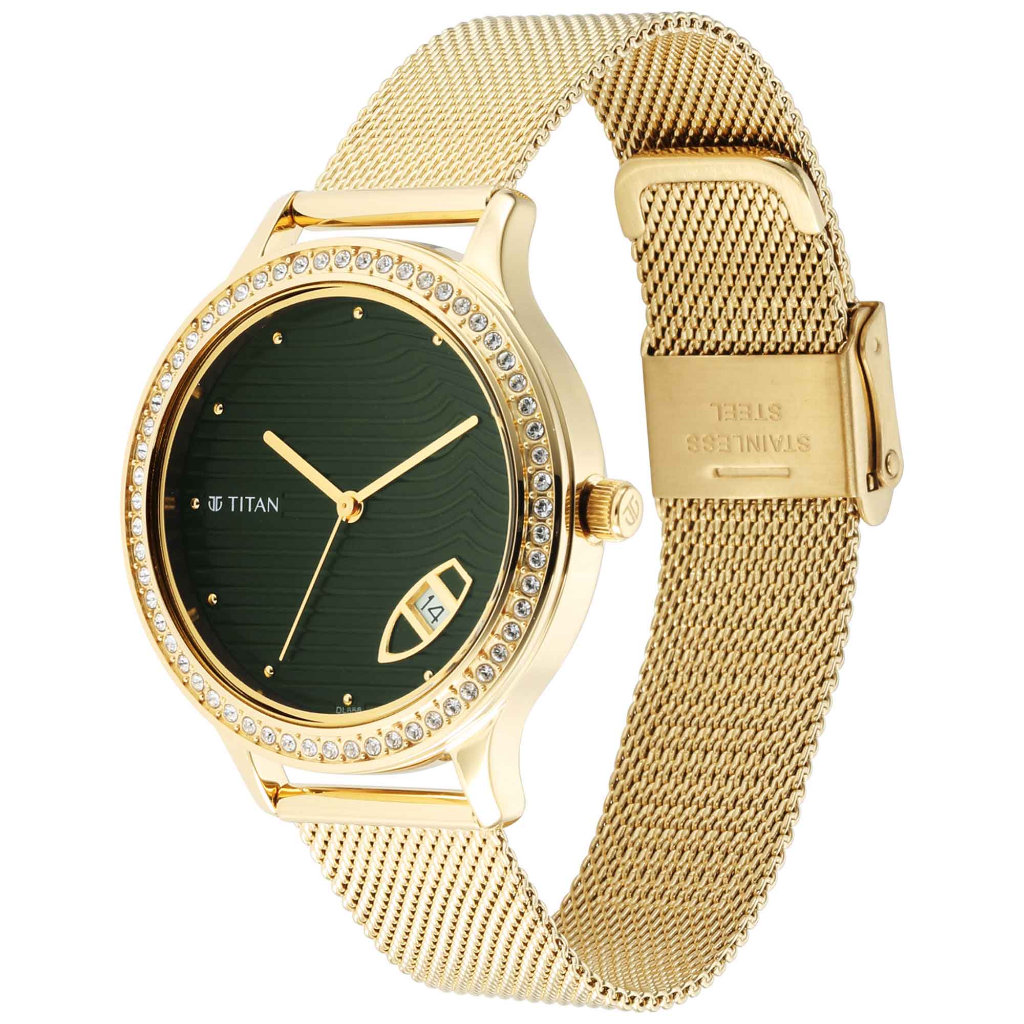 Titan Wander Green Dial Metal Strap Watch (2634YM01)