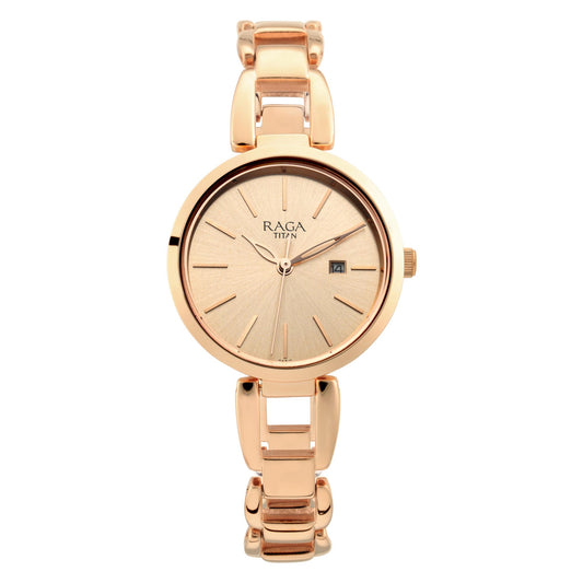 Raga Viva Rose Gold Dial Metal Strap Watch (2642WM01)
