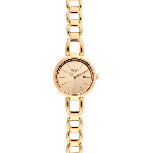 Raga Viva Rose Gold Dial Metal Strap Watch (2642WM01)