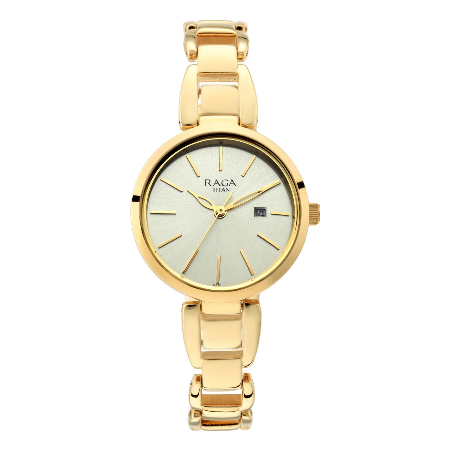 Raga Viva Golden Dial Metal Strap Watch (2642YM01)