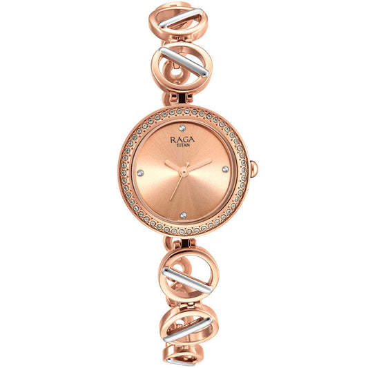 Titan Raga Viva Rose Gold Dial Women Watch With Metal Strap