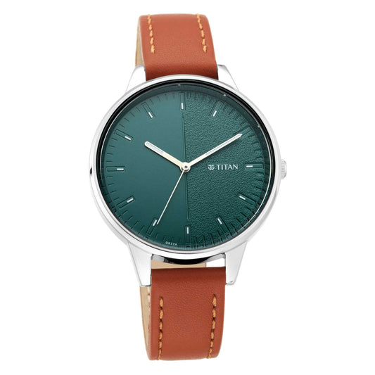 Workwear Watch with Green Dial Leather Strap (2648SL01)