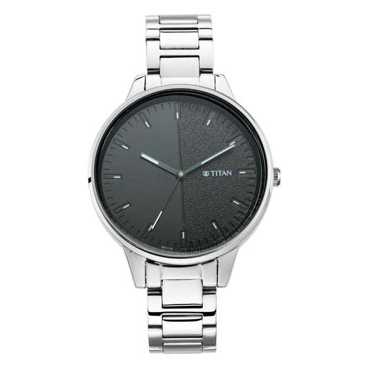 Workwear Watch with Black Dial Metal Strap (2648SM02)