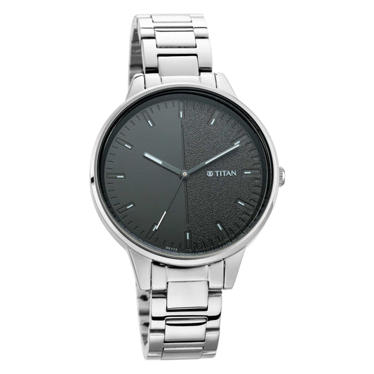 Workwear Watch with Black Dial Metal Strap (2648SM02)