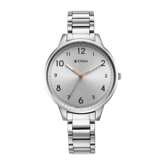 Titan Quartz Alog Silver Dial Watch for Women (2648SM07)